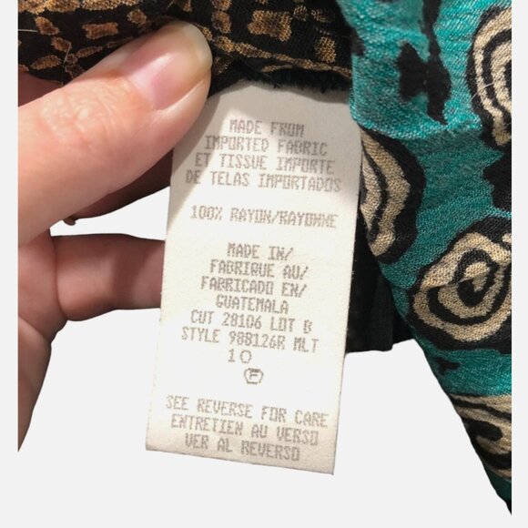 VTG Carole Little 10 Petite View Point Panel Print Tie Front Short Sleeve Dress - Picture 14 of 15